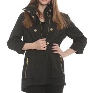 NWT Tess Rain Jacket by Ciao Milano in Black with Printed Fox Lining Small